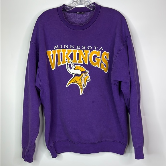 Vintage Fruit Of The Loom Purple Minnesota Vikings Crewneck Sweatshirt XL - Picture 1 of 10